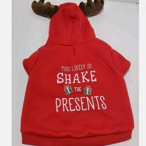 Holiday Tails Merry Chrismoose Dog Christmas Hoodie Size L